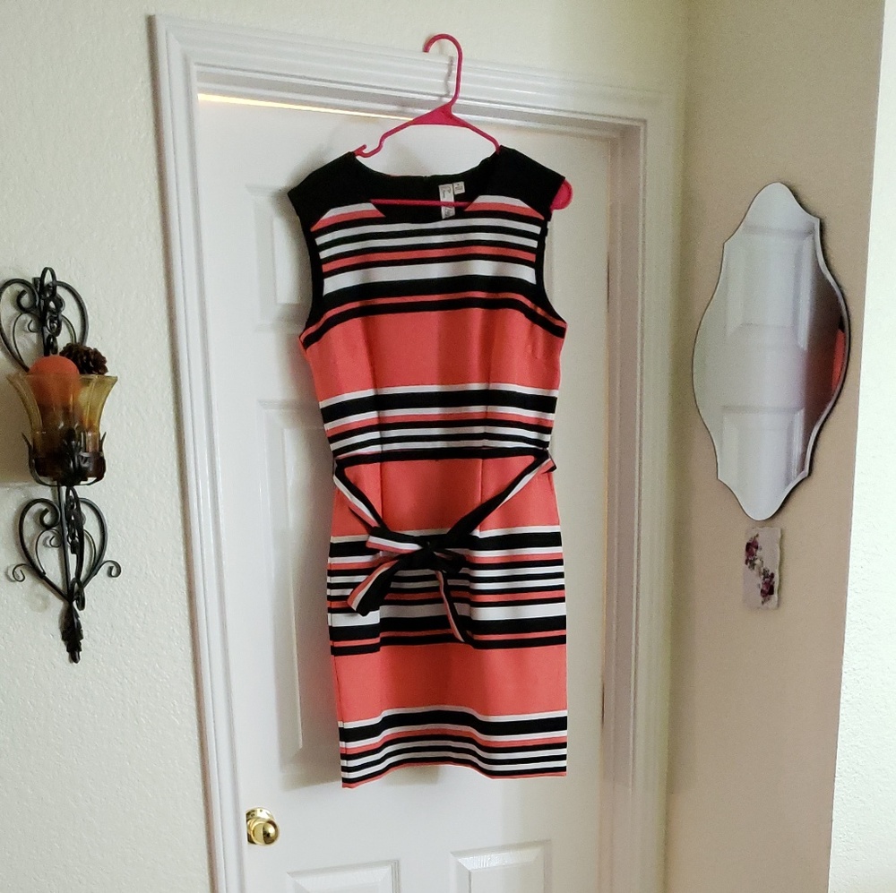 Orange, black & white dress